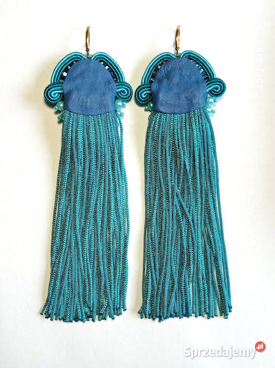 KOLCZYKI MORSKIE Z FRĘDZLAMI SUTASZ mazowieckie Warszawa sprzedam