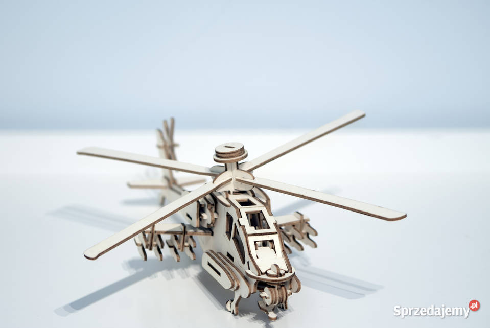 Helikopter składanka drewniana 3D puzzle brązowy/beżowy Łódź