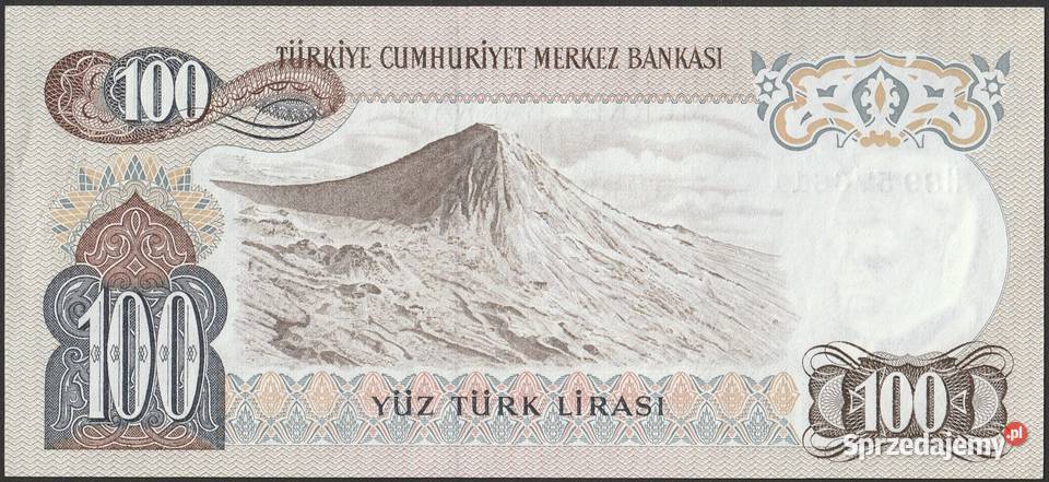 Turcja 100 lirasi 1970 ATATURK stan bankowy UNC Łódź