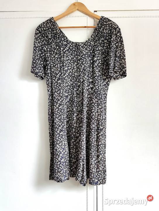Kombinezon vintage L 40 łączka kwiaty granatowy Szczecin