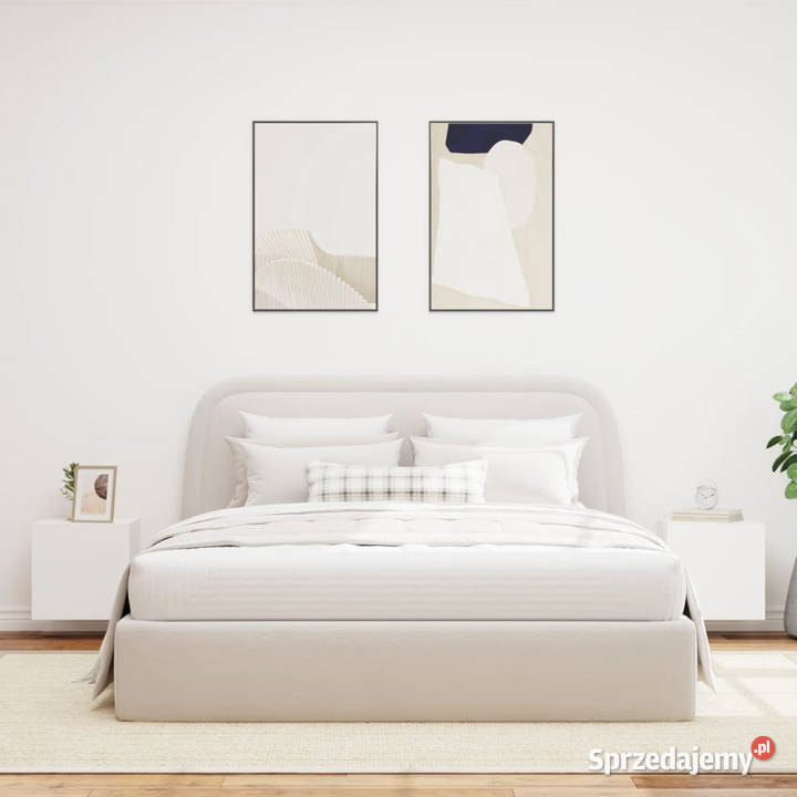 Ścienne szafki TV z LED 2 białe 405x35x40 Warszawa