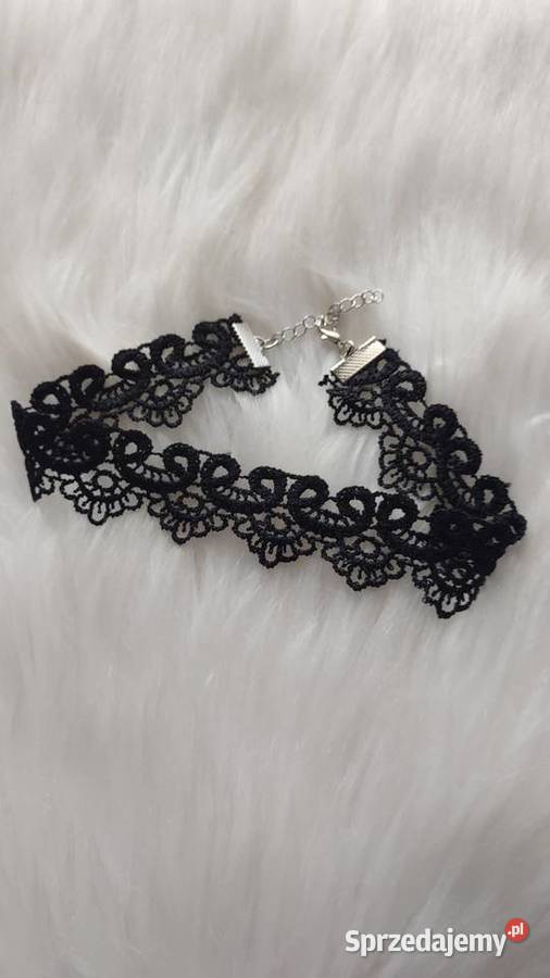 Czarny koronkowy choker ażurowy victorian goth Olkusz