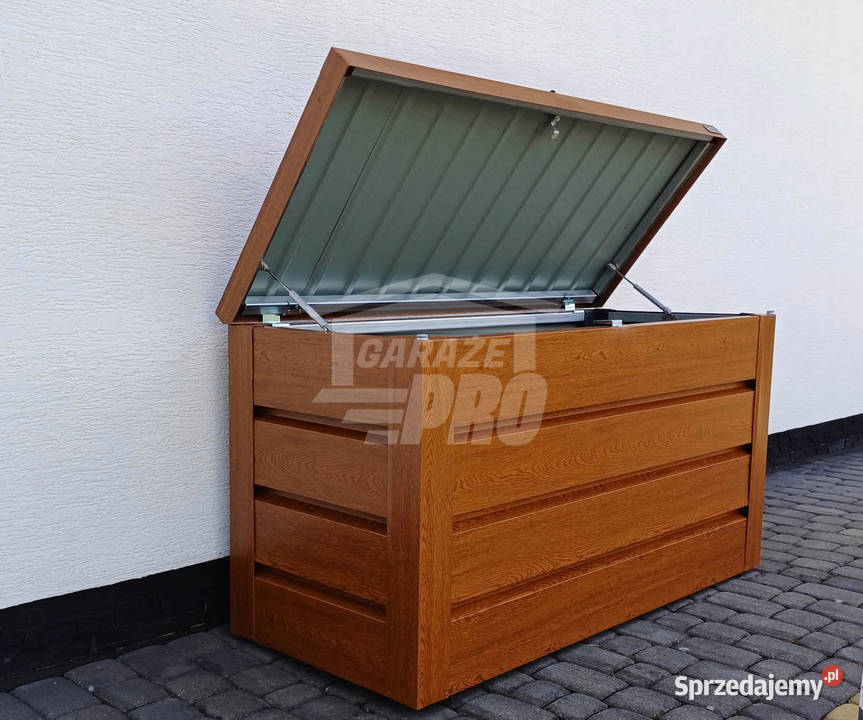 Skrzynia ogrodowa metalowa kufer 150x60x70 złoty Czersk