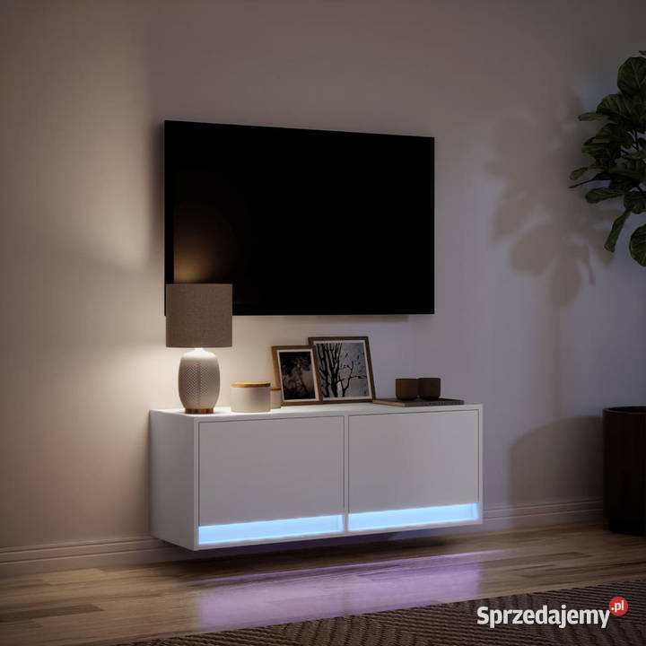 Ścienna szafka TV z LED biała 100x31x35 WM852362 Warszawa
