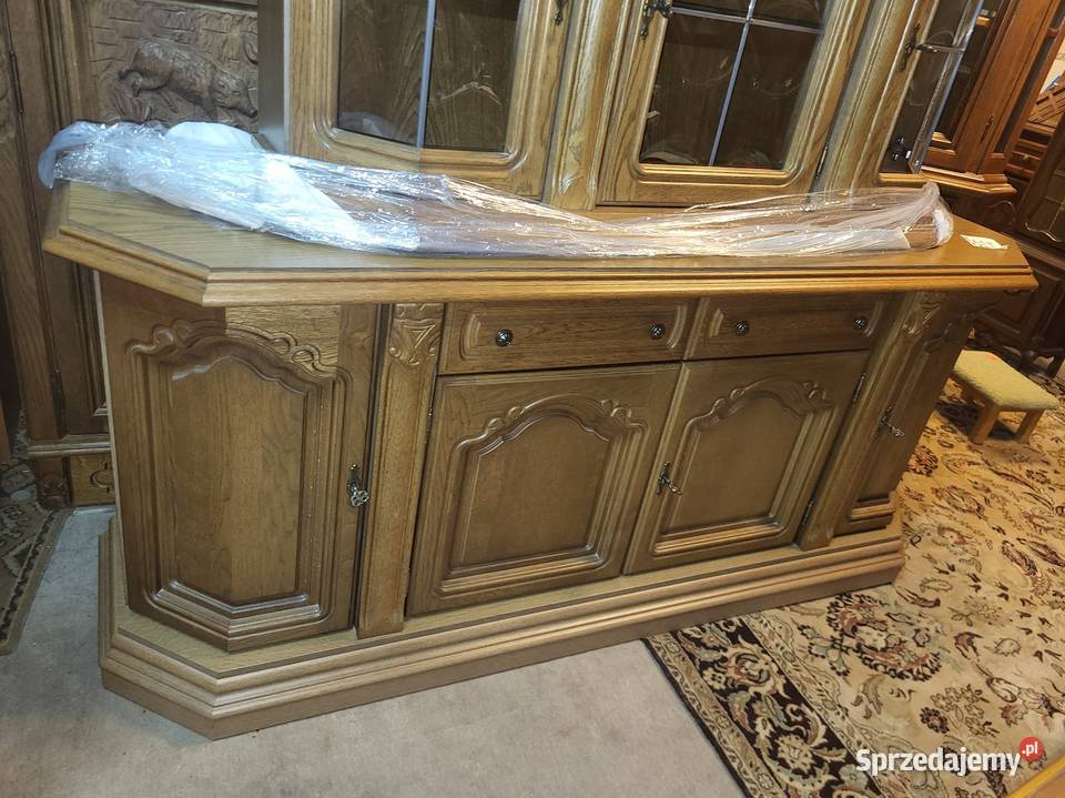 Komoda dębowa z zawieszaną witryną 82cm Sypniewo