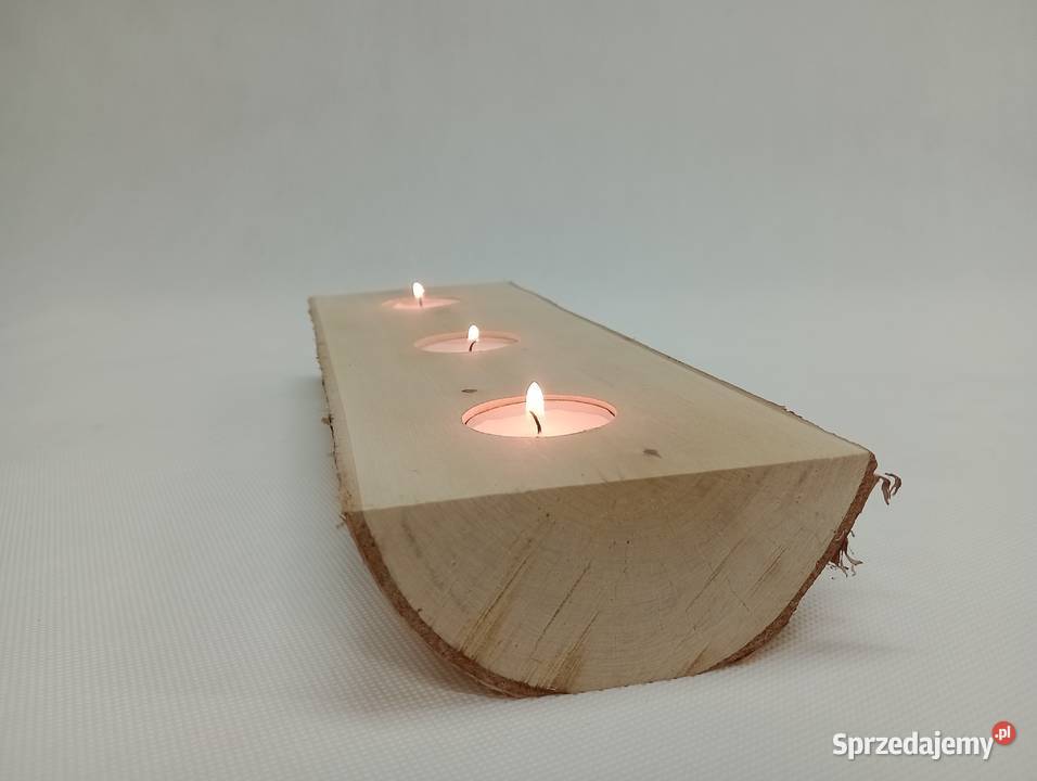DREWNIANY ŚWIECZNIK NA PODGRZEWACZE ŚWIECZKI Świeczniki Wyposażenie wnętrz Żagań