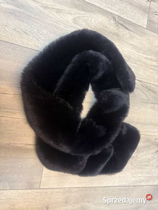 Długi czarny futrzany szal kołnierz Nowy Moda i Styl Kraków