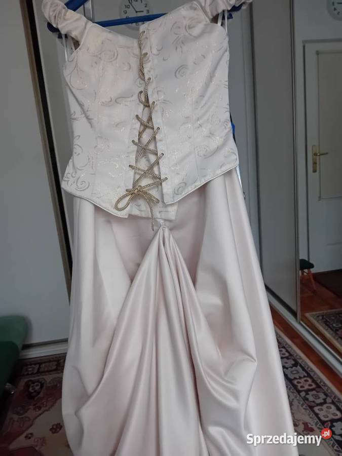 złotymi akcentami2 częściowa suknia w super Warszawa