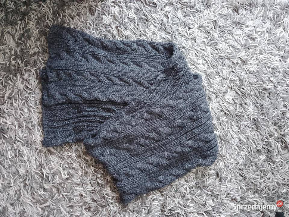 Duży szal szalik damski szary Chrzanów