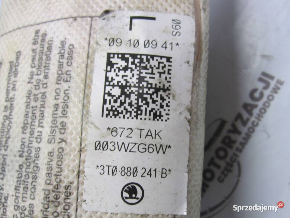 SKODA SUPERB II 10r AIRBAG poduszka fotela lewa Kielce