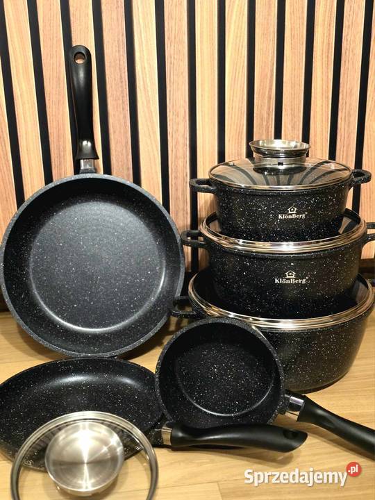 Garnki marmurkowe 12 el szare czarne Szczecin