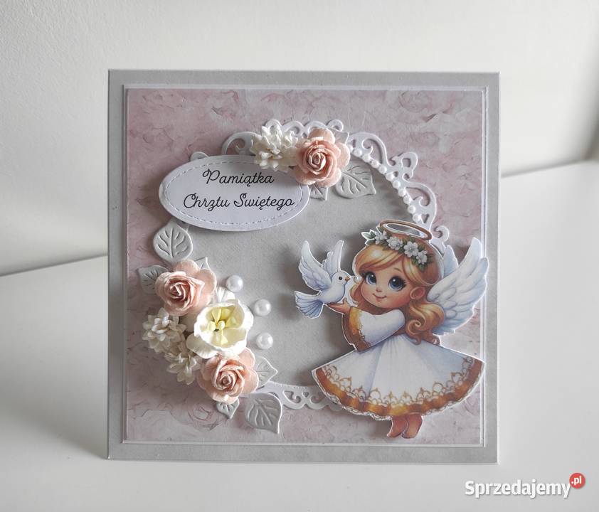Kartka w pudełku ręcznie robiona na Chrzest Łódź sprzedam