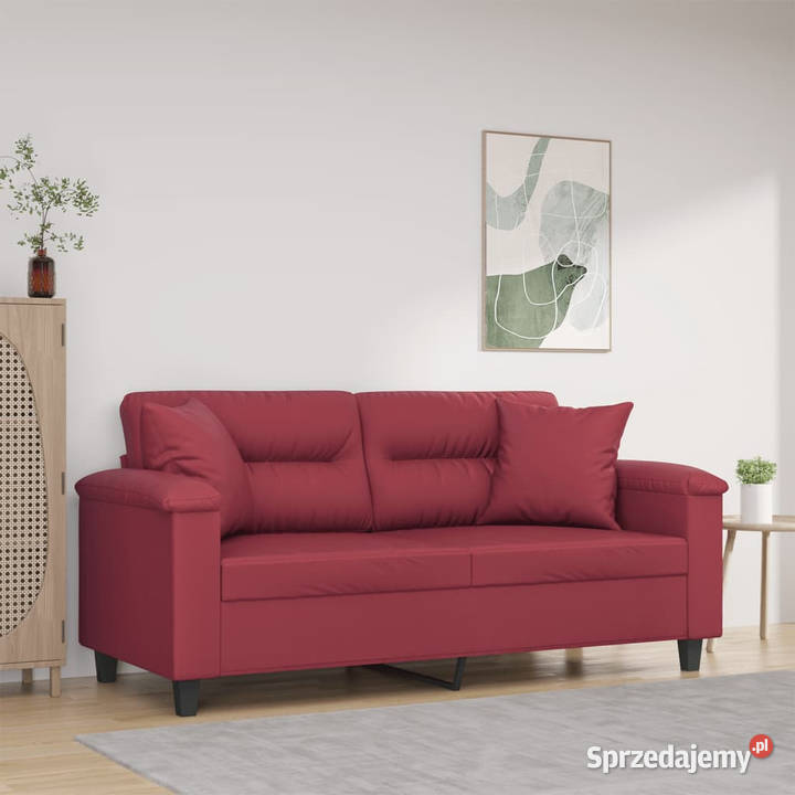 2os sofa z poduszkami winna czerwień 140 mazowieckie Warszawa