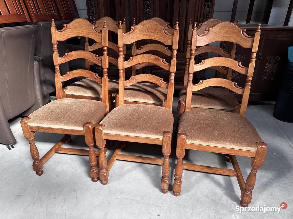 Masywne ciężkie dębowe krzesła Krzesła Sławoszewek