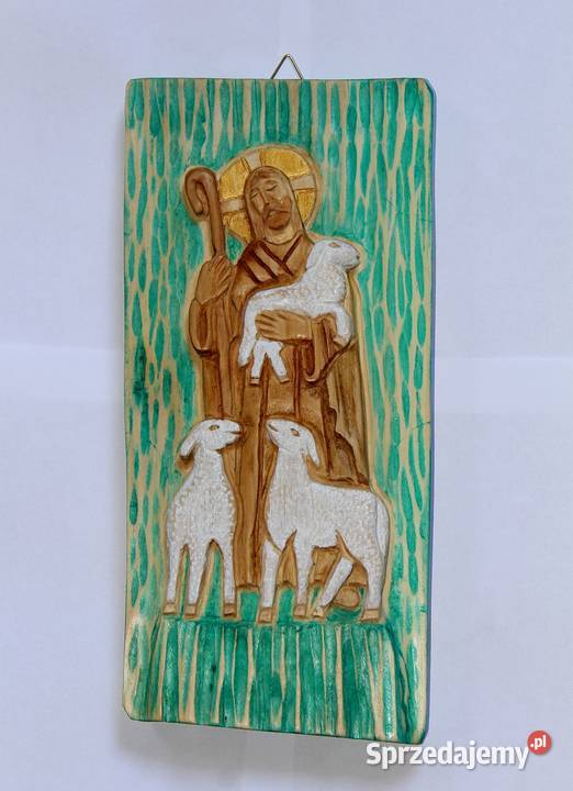 Jezus Baranek Boży płaskorzeźba ludowa Gniezno