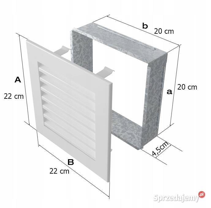 KRATKA KOMINKOWA wentylacyjna 22X22 BIAŁA Skawina