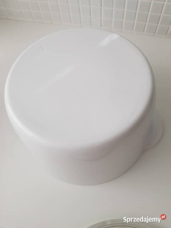 Biały garnek ceramiczny żaroodporny ze szklaną śląskie Siemianowice Śląskie sprzedam