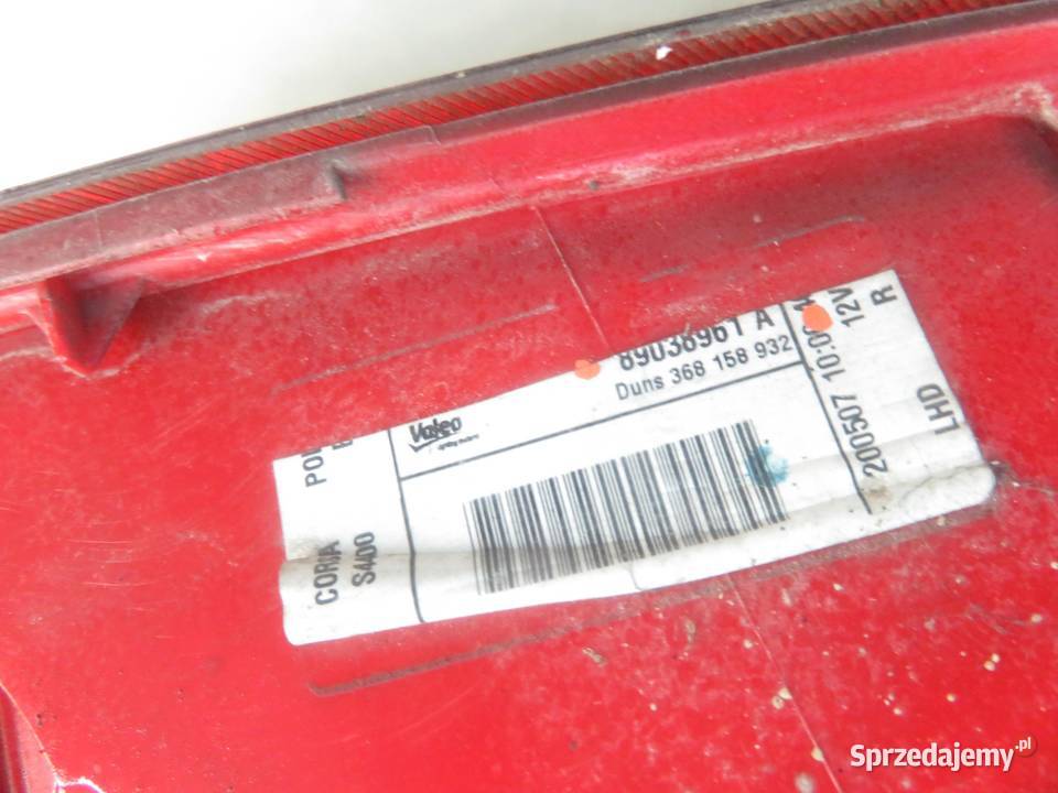 LAMPA PRAWA TYLNA OPEL CORSA D S07 89038961A osobowe