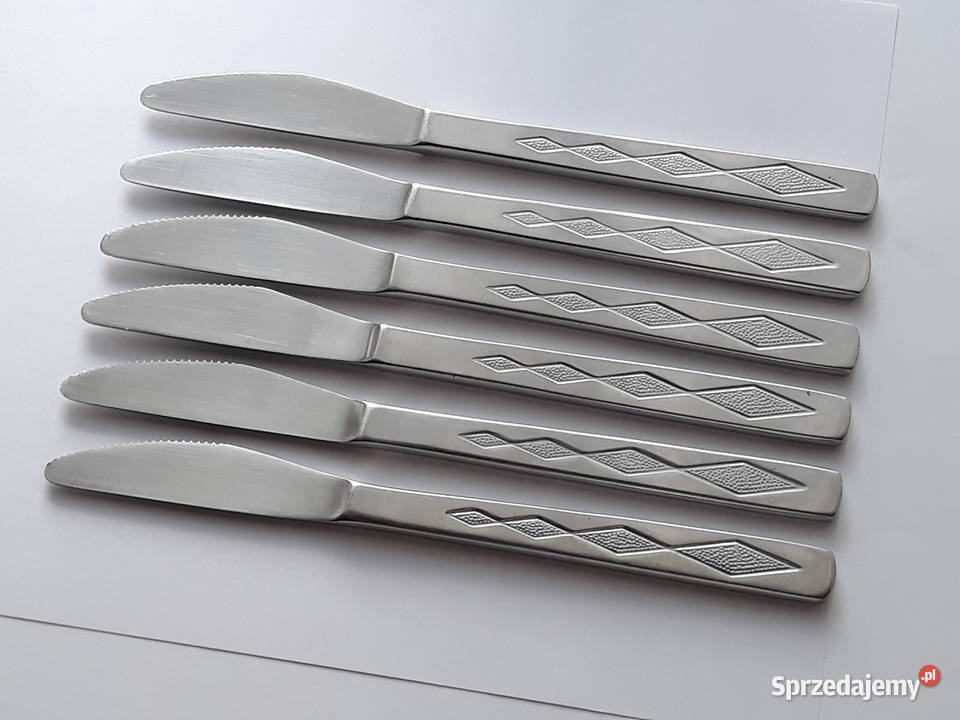 Noże obiadowe ROMBY KARO Gerlach sztućce PRL Sztućce śląskie Dąbrowa Górnicza