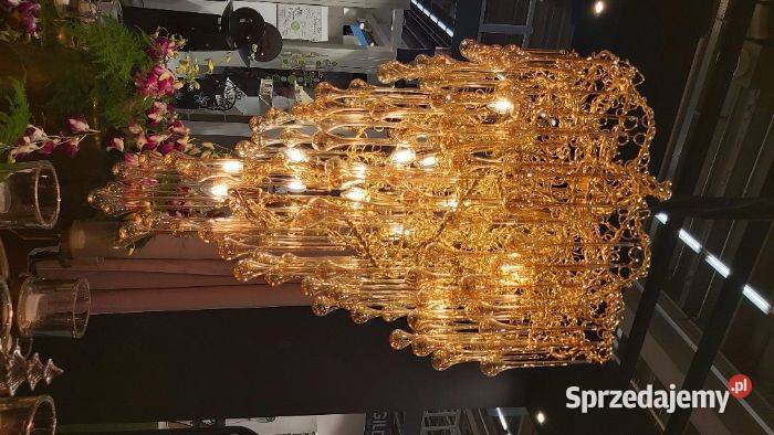 Luksusowy Żyrandol szkło z metaloplastyką Lodowe sprzedam