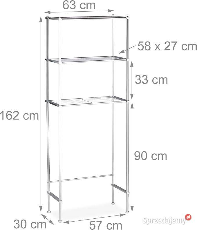 Regał łazienkowy z 3 półkami chromowany Pozostałe