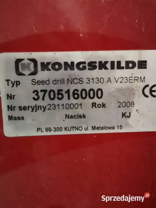 Agregat uprawowosiewny Kongskilde NCS 3130 Warszew sprzedam