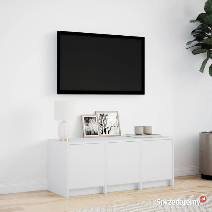 Szafka TV z LED biała 97x34x40 materiał mazowieckie Warszawa