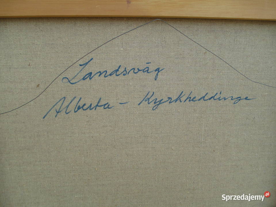 Obraz olejny Polna droga Szwecja lata 80 Lublin