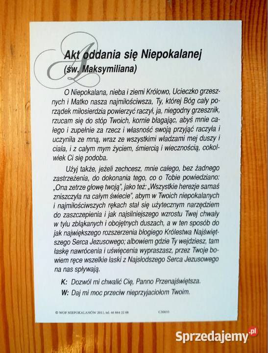 ŚWIĘTY OBRAZEK ŚW MAKSYMILIAN MARIA KOLBE