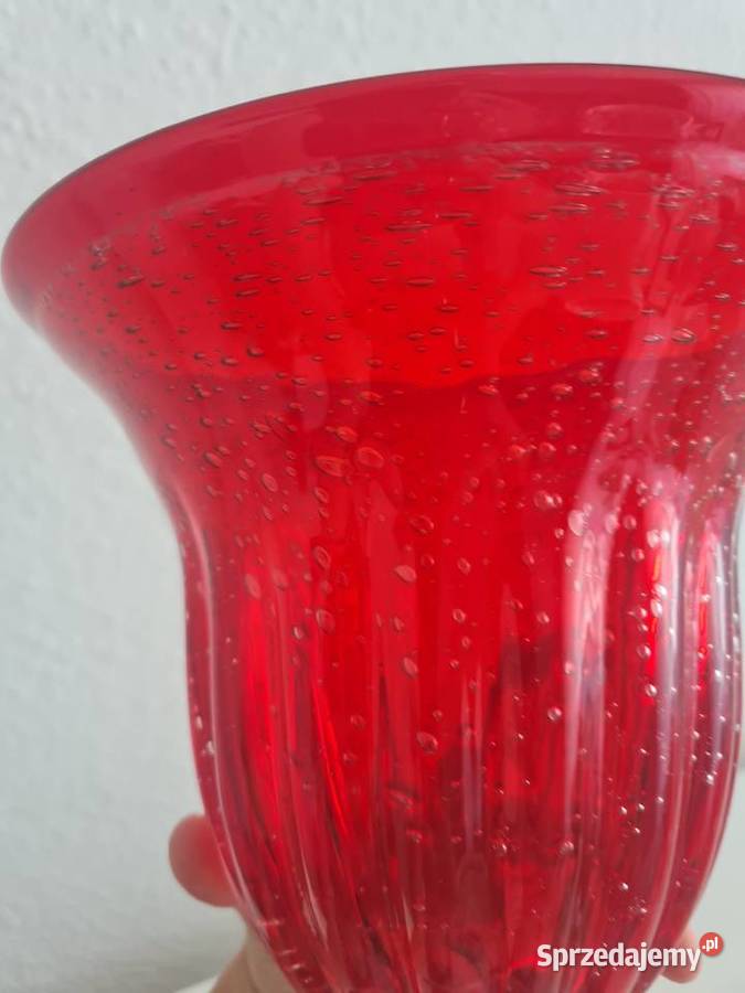 Duży czerwony Wazon szkło murano małopolskie Gorlice