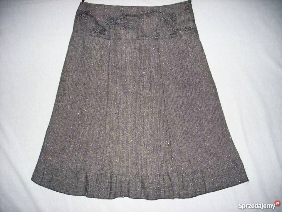 SPÓDNICA szara plisy złota nić j NOWA 34 36 XS S Nowy Sącz