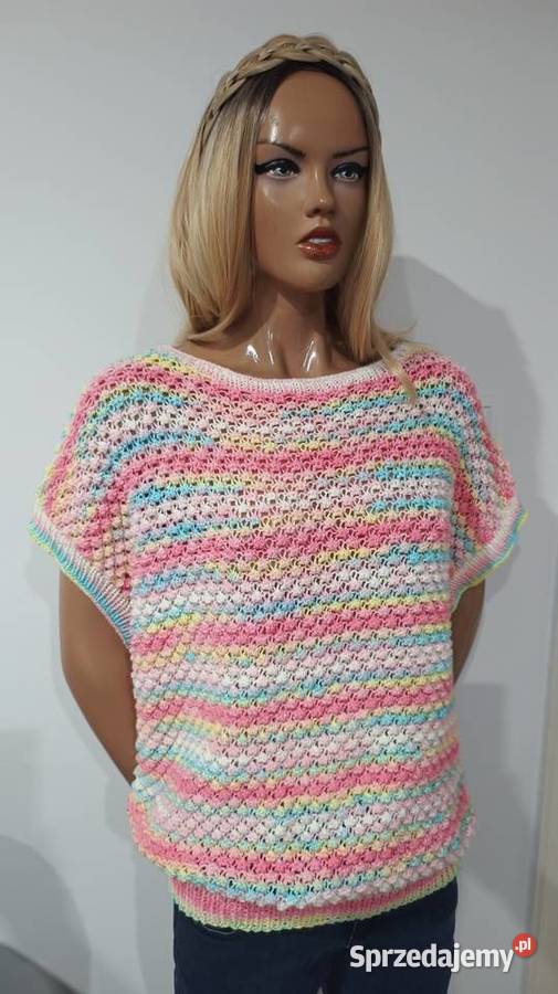 Sweterek ręcznie robiony na drutach Odzież damska wielkopolskie sprzedam