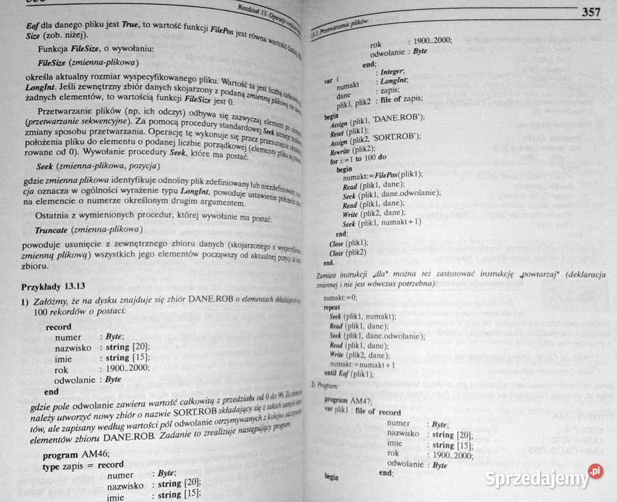Turbo Pascal 70 z elementami programowania Cz 1 lubelskie Chełm sprzedam