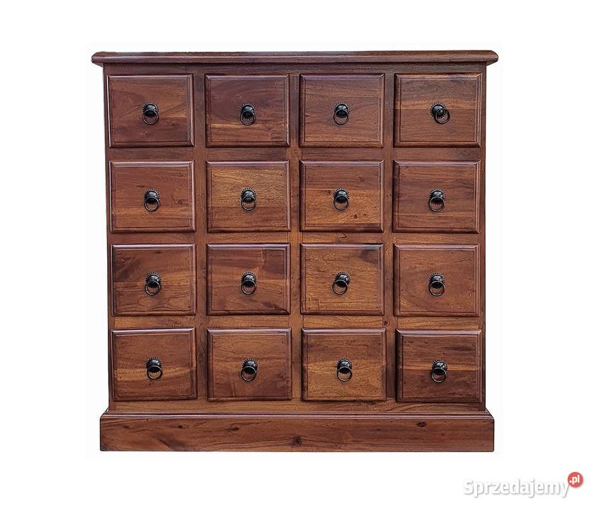 Mała komoda z szufladkami 85 LONDON z akacji 85cm Szafy, regały, półki