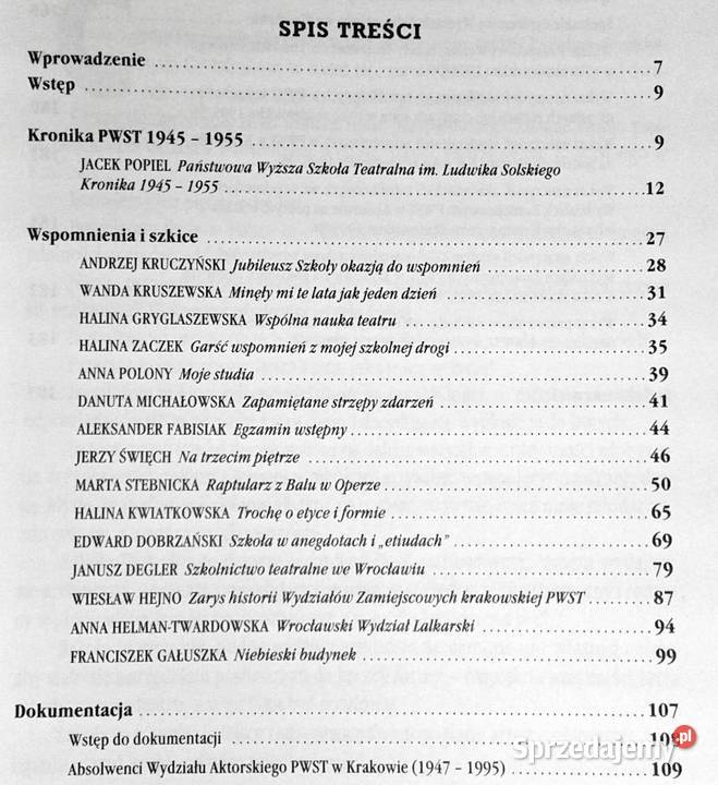 Krakowska Szkoła Teatralna 50 lat PWST Jacek sprzedam