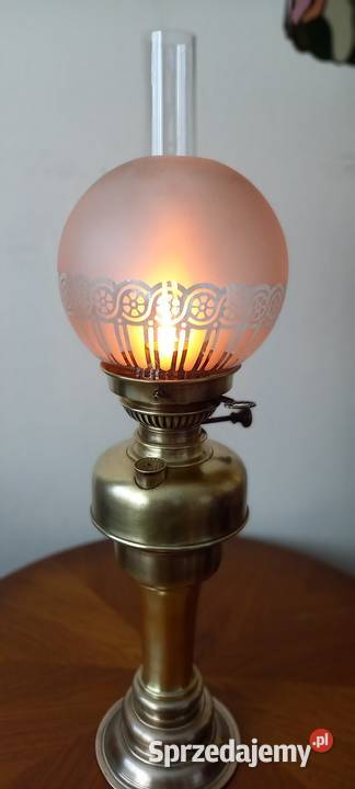 Kolumnowa lampa naftowa z mosiądzu sprawna łódzkie Skierniewice