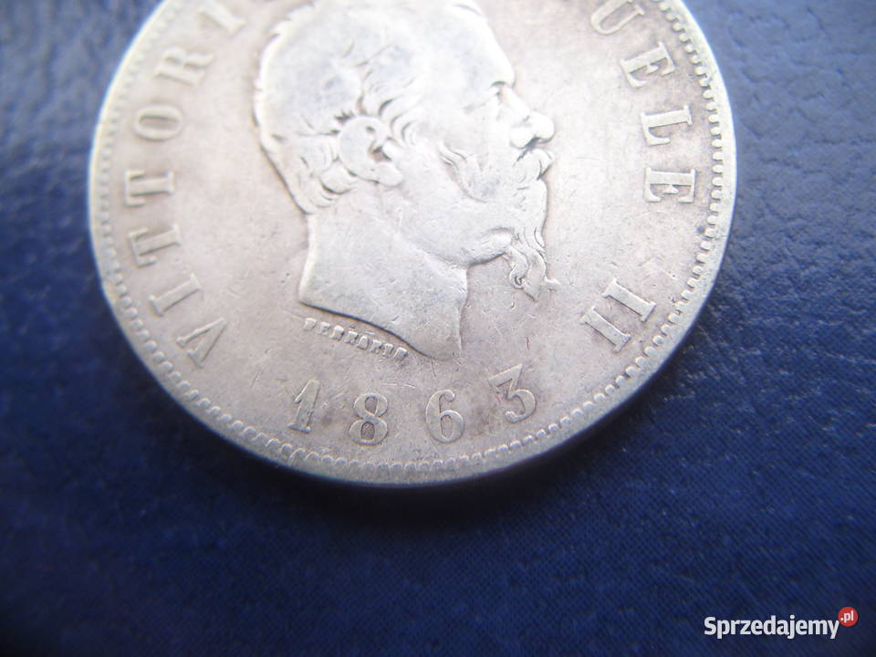 Stare monety 2 liry 1863 Włochy srebro sprzedam