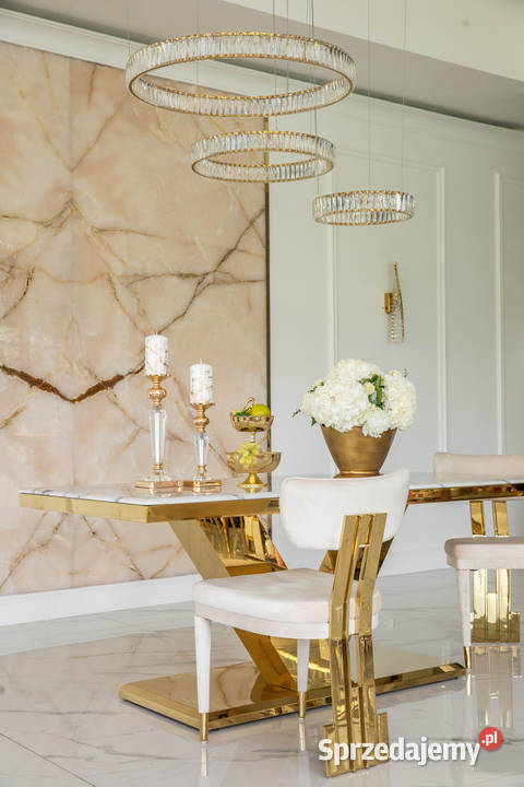 Krzesło Designerskie EMPIRE Beżowe Welurowe Warszawa