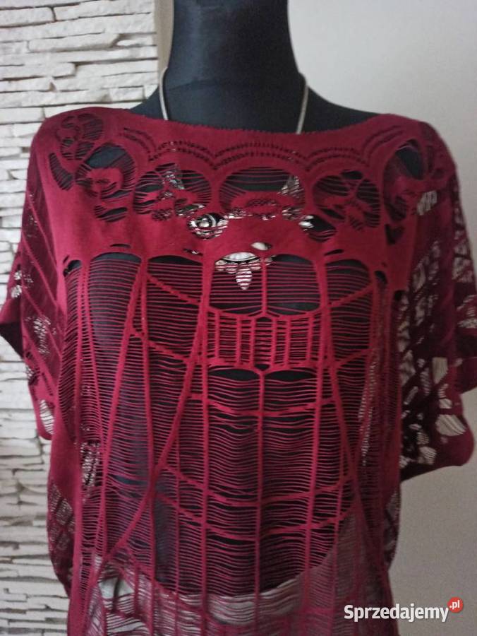bordowa z dziurami oversize