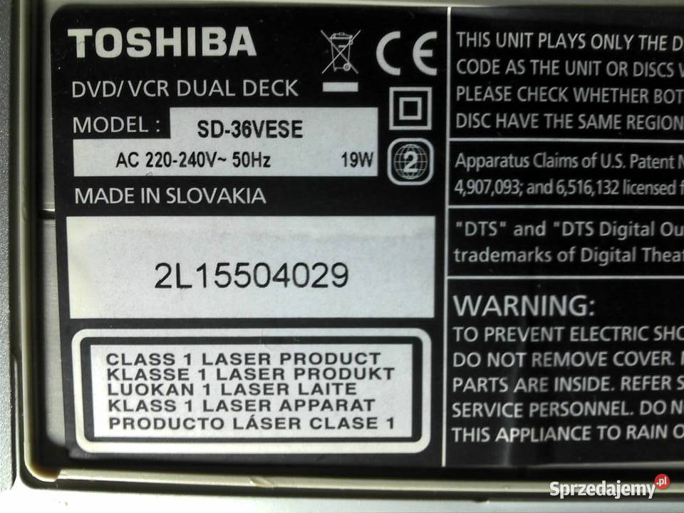 Toshiba DVD z magnetowidem VDS VCR DUAL DECK Knurów sprzedam