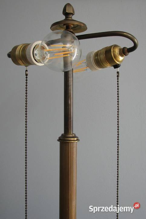 Stylowa mosiężna lampa stołowa ze szklanym Cielądz