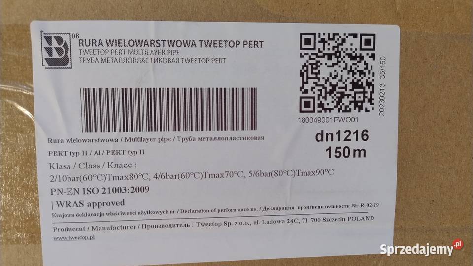 Rura wielowarstwowa TWEETOP PERT 12x16 Ostrowiec Świętokrzyski