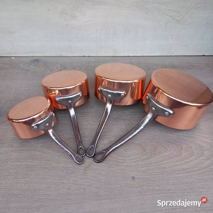 Miedziany garnek rondel komplet 4 grube dno mazowieckie Warszawa sprzedam