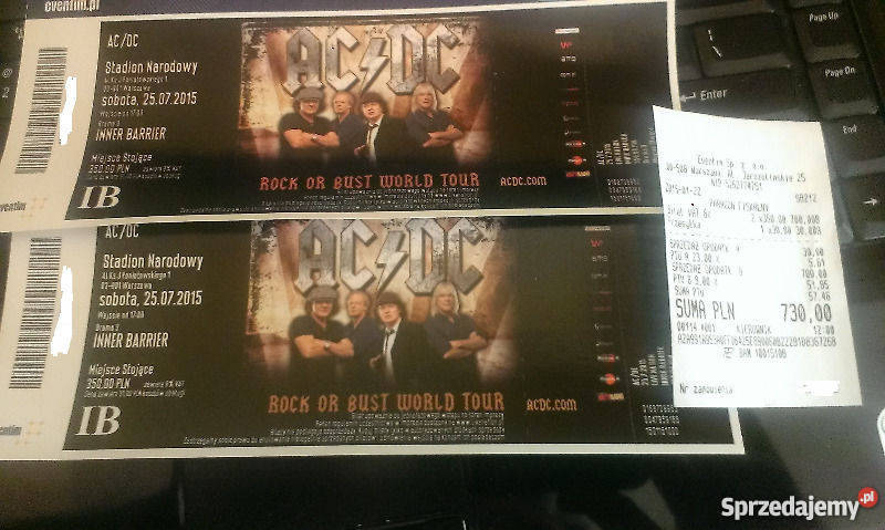 2 bilety na koncert ACDC sprzedam Pozostałe podkarpackie Przemyśl
