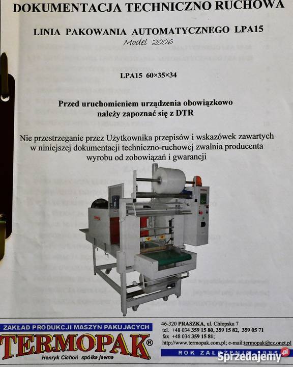 Linia Pakowania Automatycznego TERMOPAK Biznes i Przemysł Warszawa sprzedam