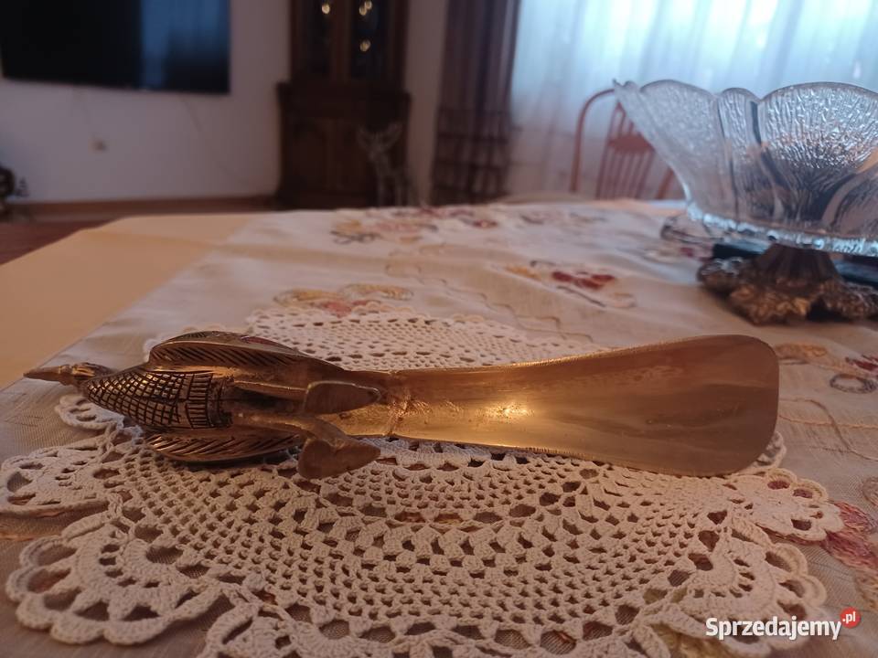 Piękna ekskluzywne mosiężna łyżka do butów Paw wielkopolskie Poznań