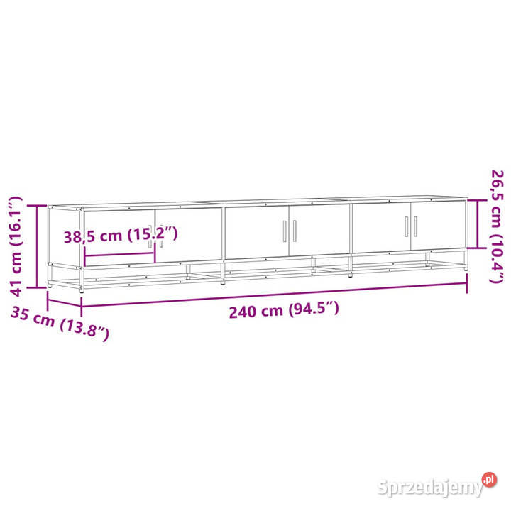 Szafka pod telewizor przydymiony dąb 240x35x41 Warszawa sprzedam