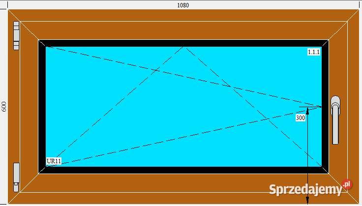OKNO PCV 1080 x 600 2 STRONNY ZŁOTY DĄB Okna ścienne Okna i parapety Łask