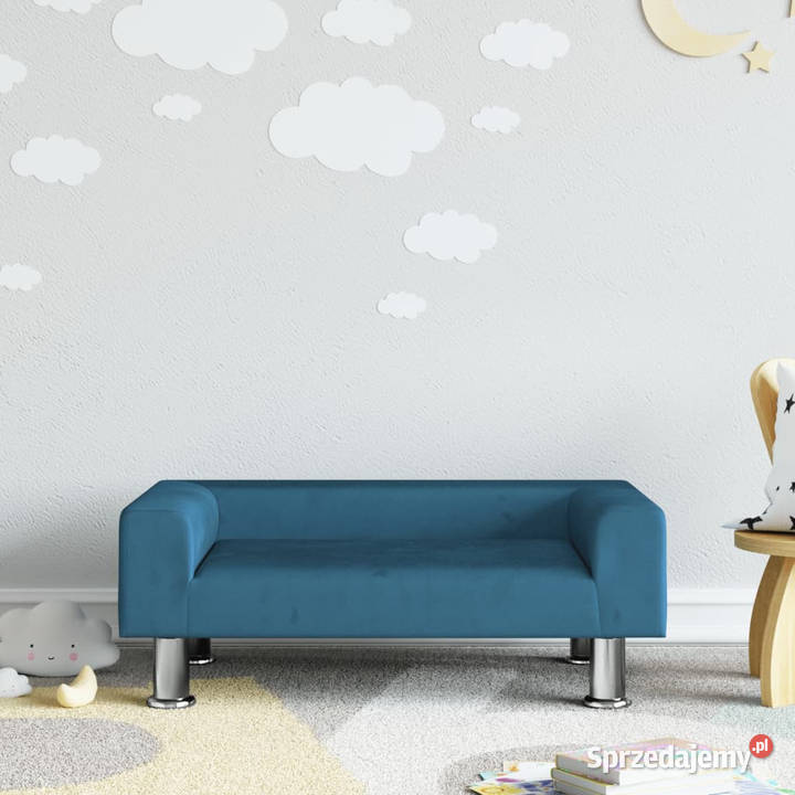 Sofa dzieci niebieska 70x45x265 aksamit Warszawa