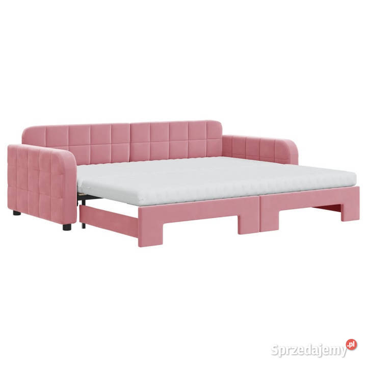 Sofa rozsuwana z materacami różowa aksamit 100cm Łóżka mazowieckie Warszawa